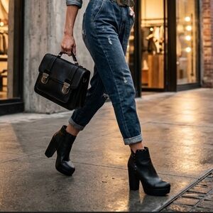 Report Black Studded Platform Ankle Boots | Size 7.5